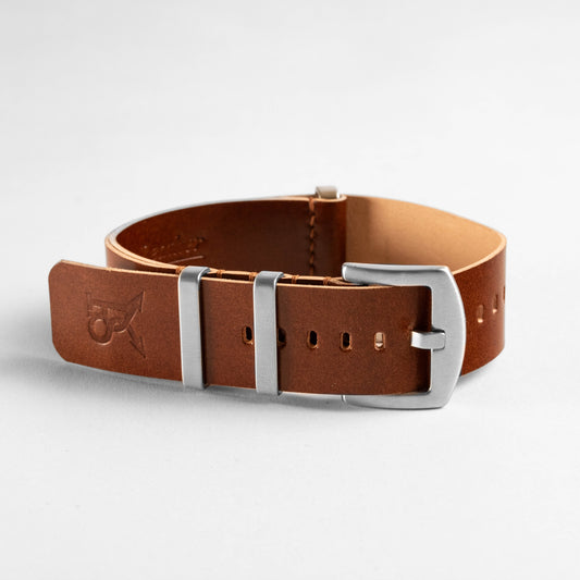 Military Leather Strap Shell Cordovan Brown