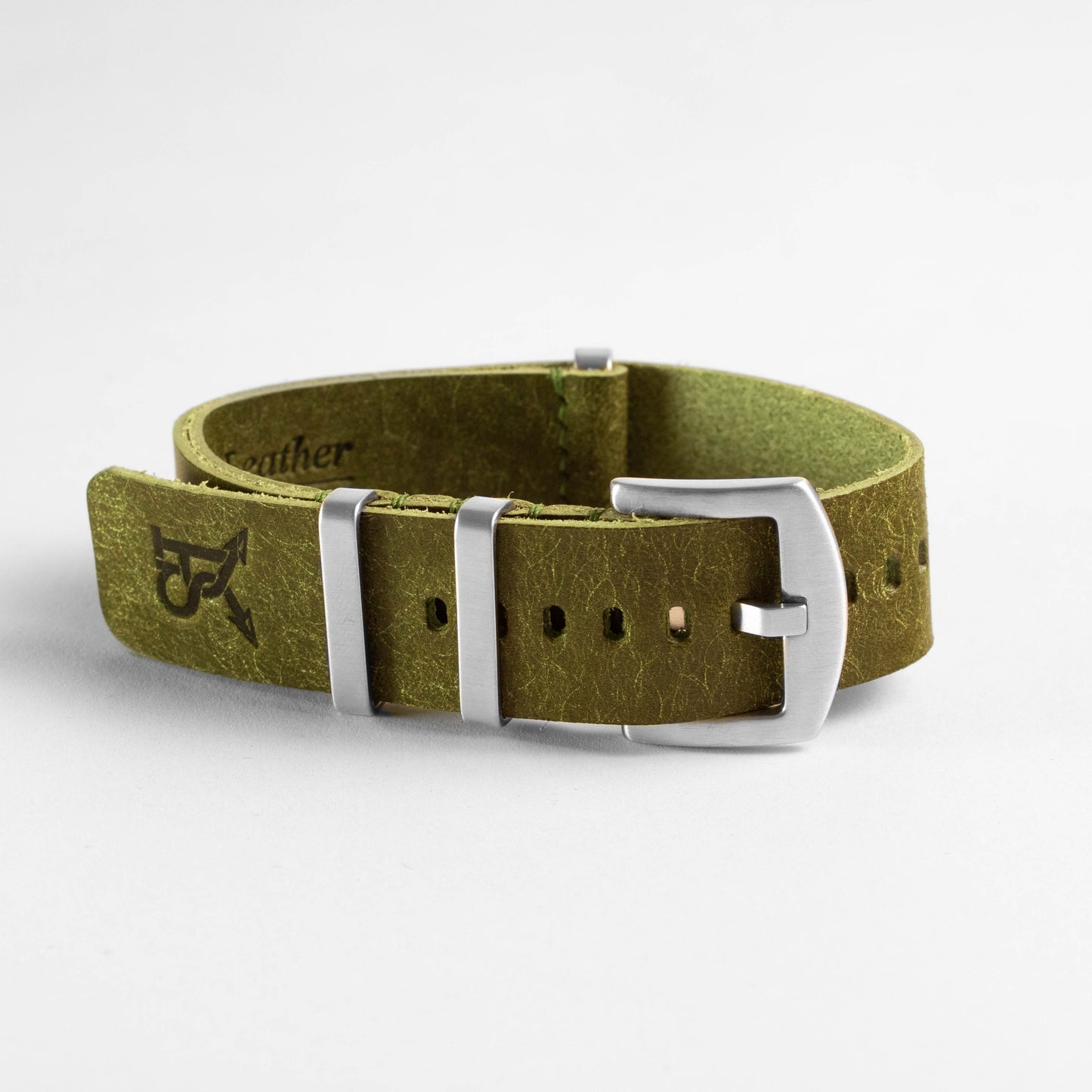 Military Leather Strap Olive Green
