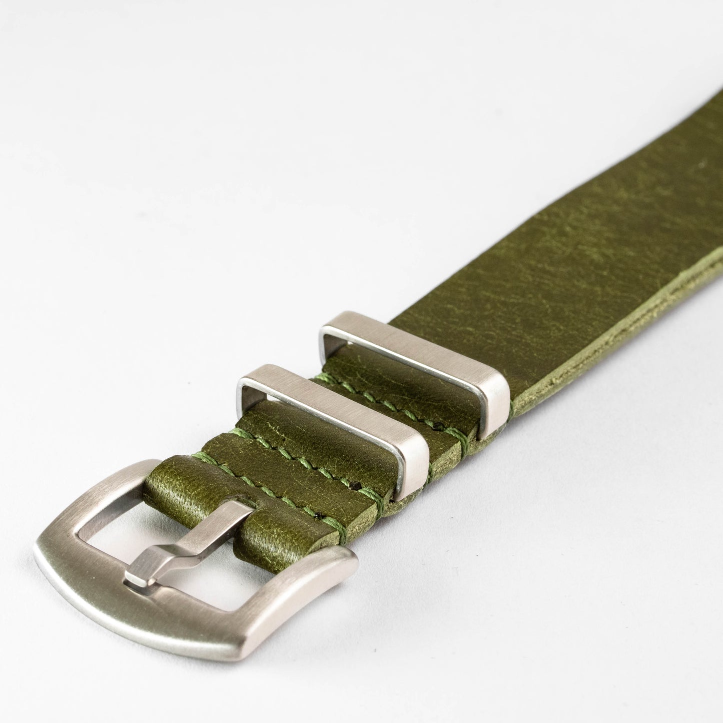 Military Leather Strap Olive Green