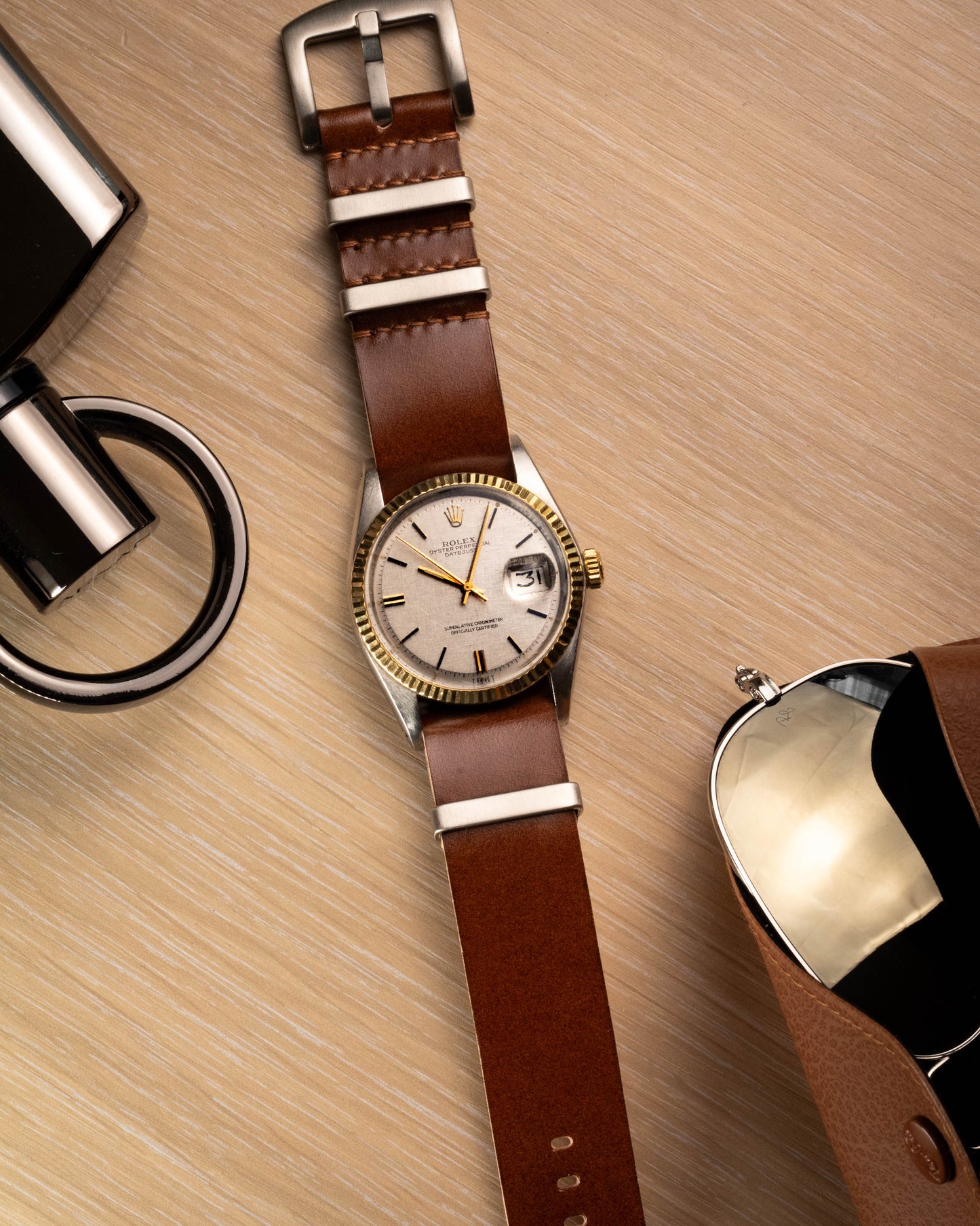 Military Leather Strap Shell Cordovan Brown