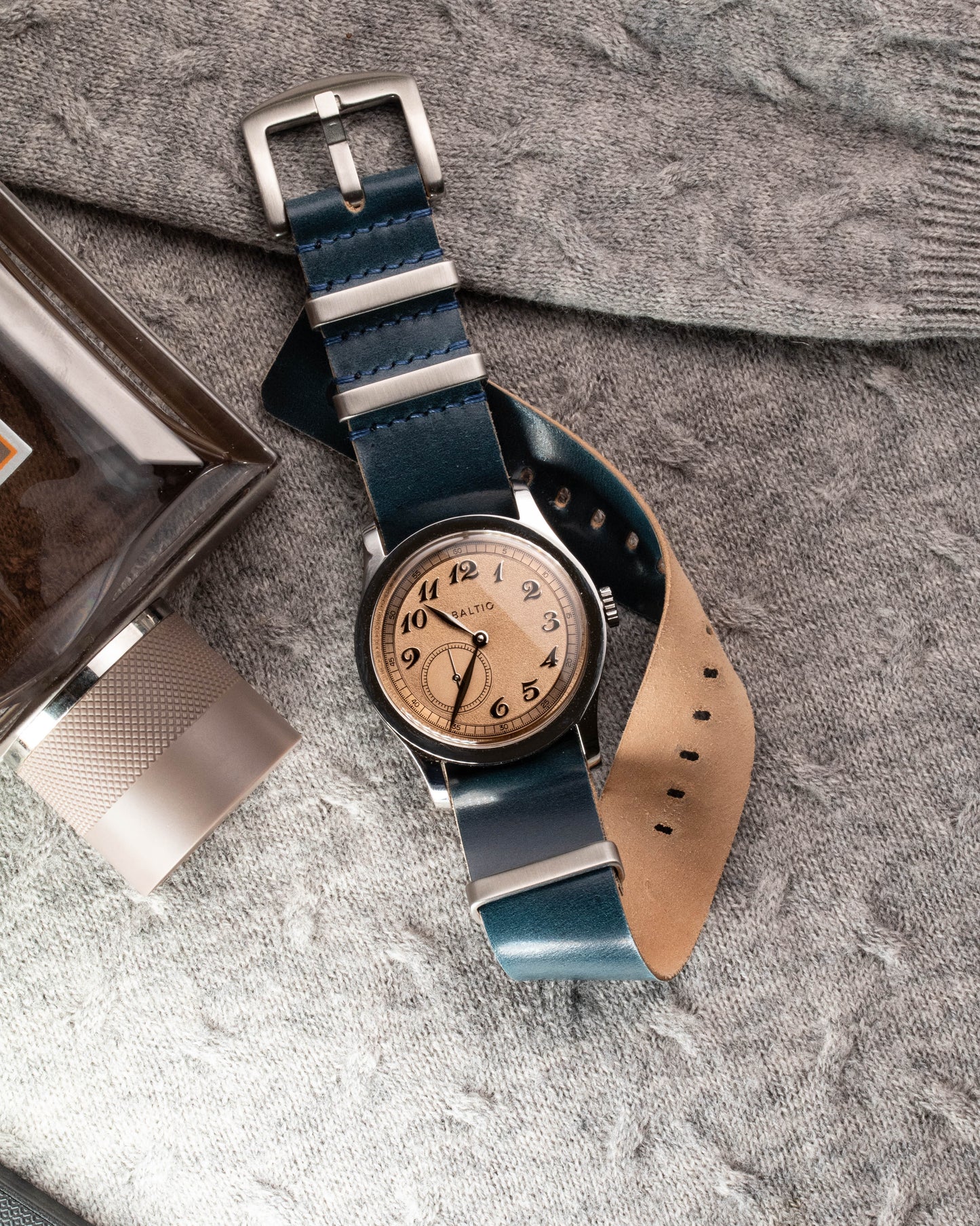 Military Leather Strap Shell Cordovan Blue