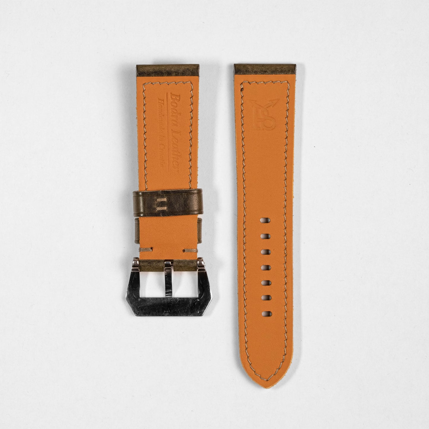 Panerai style Leather strap Olive/Grey