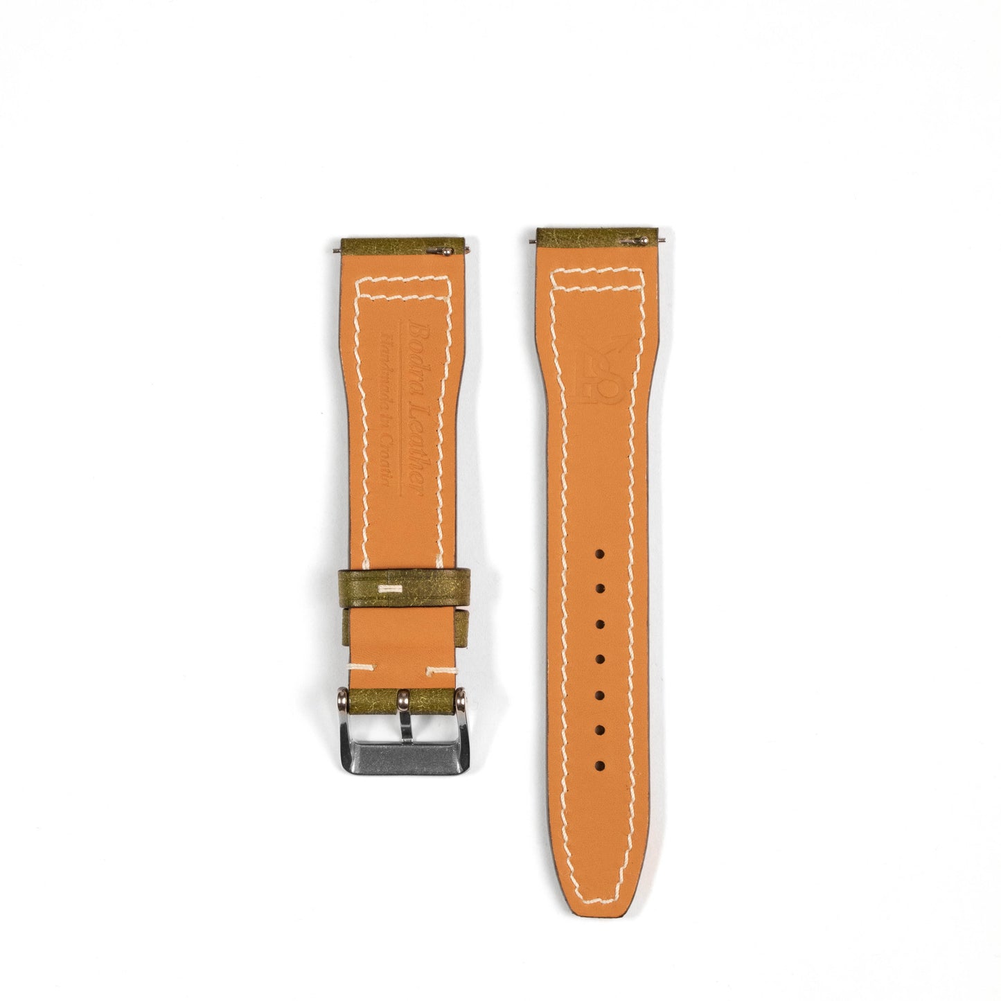 Pilot style Leather Strap Green