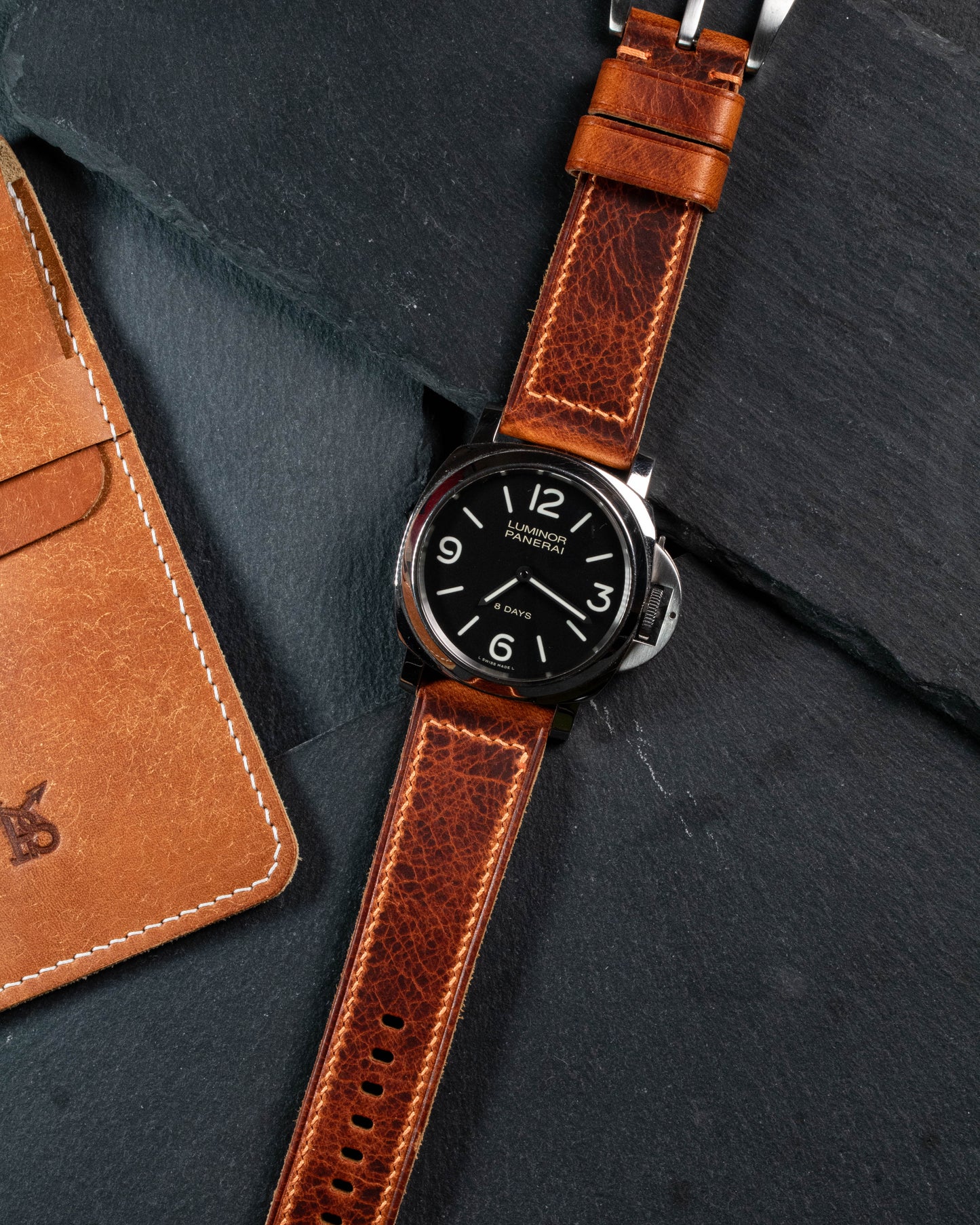 Panerai style Leather strap Whiskey