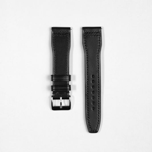 Pilot style Leather Strap Black