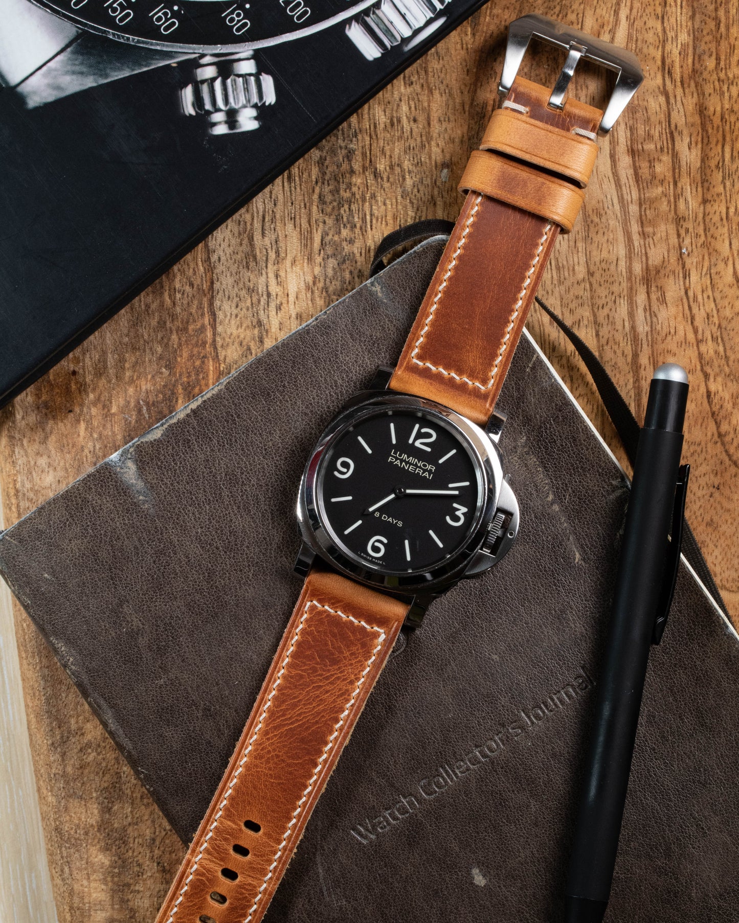 Panerai style Leather strap Cognac